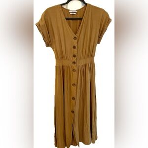 RESERVED Linen Button Down Tie Back Dress, Size EUR 36 (US Size 6/S)
